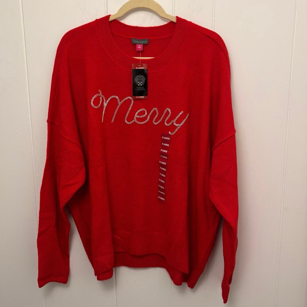 Vince Camuto Christmas Holiday Sweater Size X-Large XL Embellished Beaded NWT